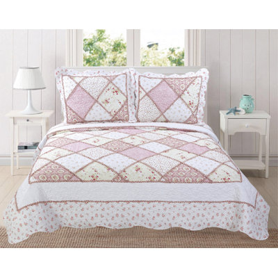 Ensemble de courtepointe réversible en microfibre rose Frimunt