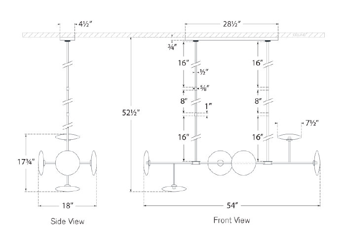 Ian K. Fowler Calvino Large Linear Chandelier, Polished Nickel