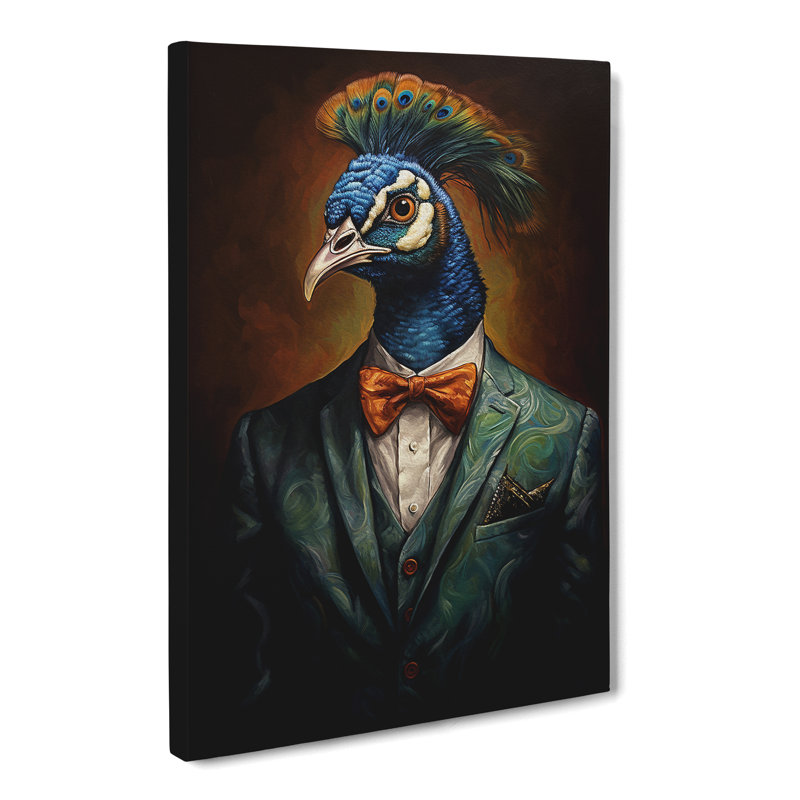 Peacock In A Suit - Print, 60cm H x 40cm W x 3cm D
