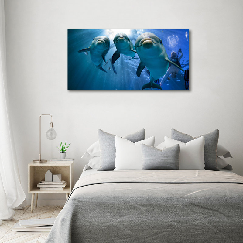Three Dolphins - Wrapped Canvas Print