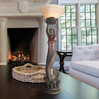 Lampe torchère déesse offrant une sirène