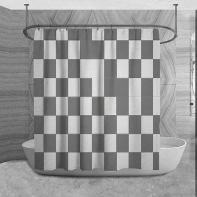 Checkered Shower Curtain Pattern Bathroom Décor 5783