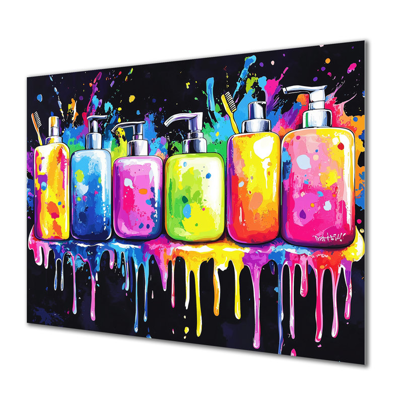 Pop Art Graffiti Articles de toilette Glow - décor métallique tendance, articles de toilette en métal, H 16 po x l 32 po