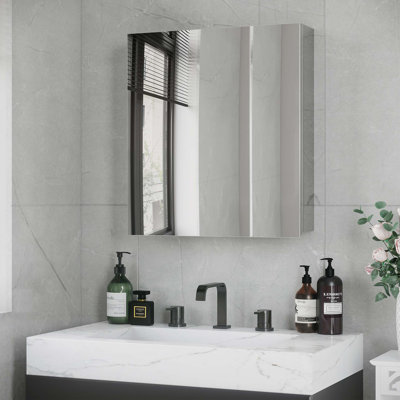 Miroir de salle de bain avec tablettes de rangement, armoire murale de salle de bain