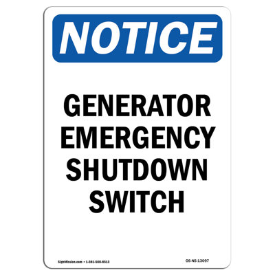 Generator Emergency Shutdown Switch Sign