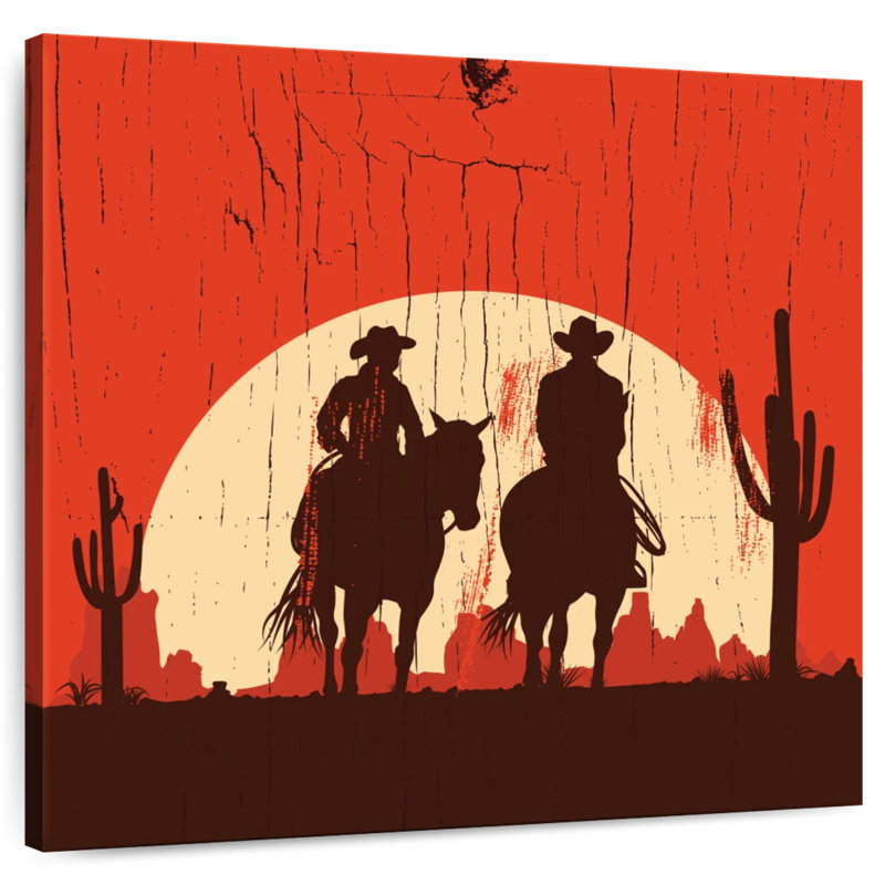 Lelar Two Cowboys, 16" H x 16" W