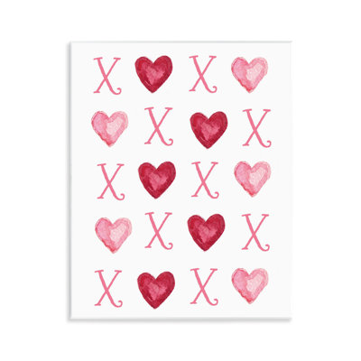 Art mural rose avec coeurs Xoxo par Elizabeth Tyndal