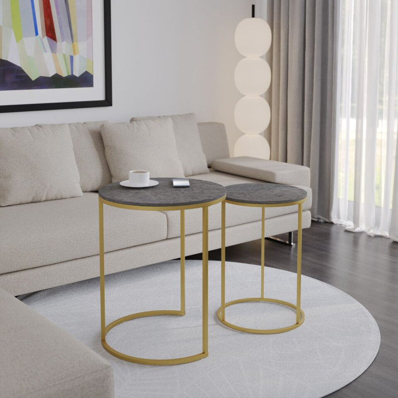 Shalyssa Solid Wood Coffee Table, Black, Gold