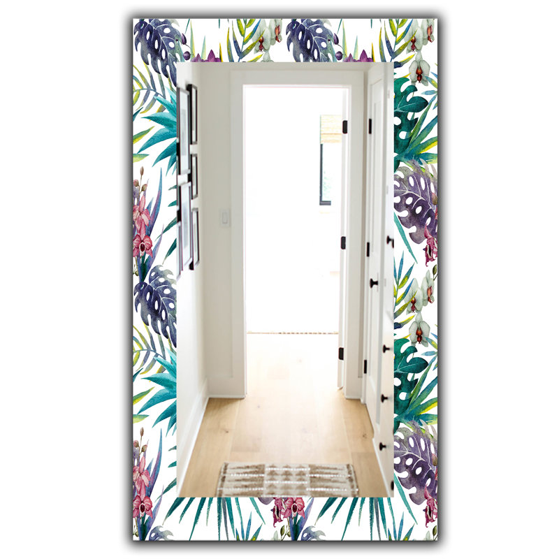 Miroir mural à feuillage d’ambiance tropical 17, H 39,4 po x l 29,5 po