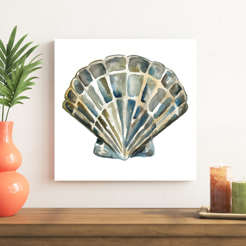 «Aquarelle Shells IV», peinture sur toile, H 20 po x l 20 po, Toile tendue
