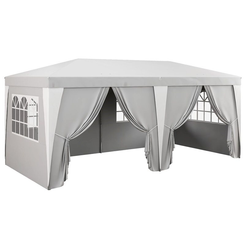 Grand auvent Ez Up avec parois latérales, 4 fenêtres, hauteur réglable, événement extérieur, auvent gris 19 x 10 pi, 6 pour