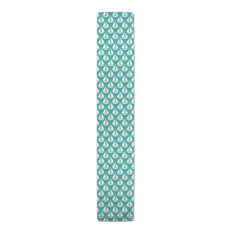 Chemin de table géométrique McKnight, L 90 po x l 16 po, Bleu sarcelle