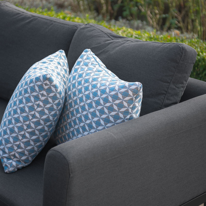 Dasara Outdoor Fabric U Shape Corner Dining Set - with Rising Table, Charcoal, Black