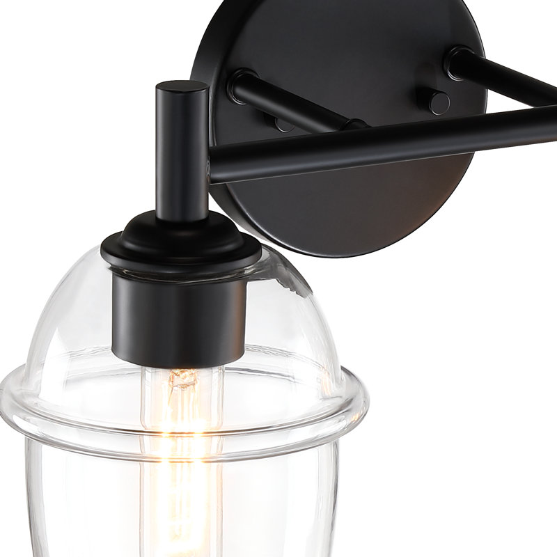 Éclairage pour meuble-lavabo à intensité variable Lecy, Noir mat, 2 lumières, 16 po de largeur