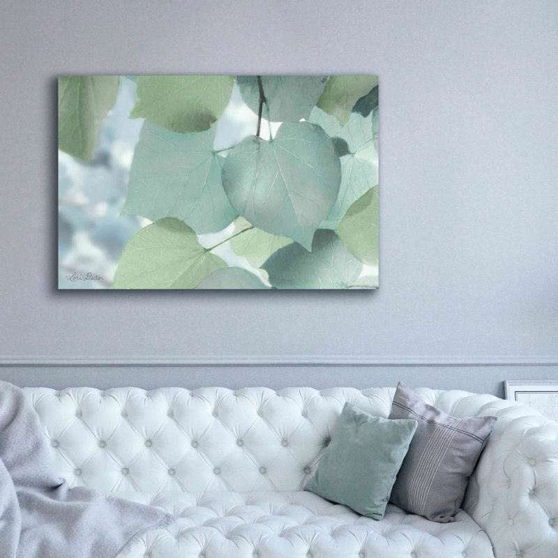 'Aqua Leaves' by Lori Deiter, Canvas Wall Art, 40" H x 60" W x 1.5" D