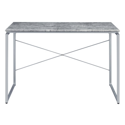Bureau d'écriture gris et argent avec base en métal