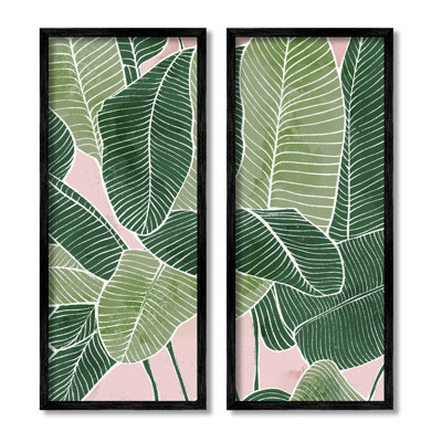 " Contemporary Jungle Vegetation Leaves " 2 Piece Art Graphic Art Print