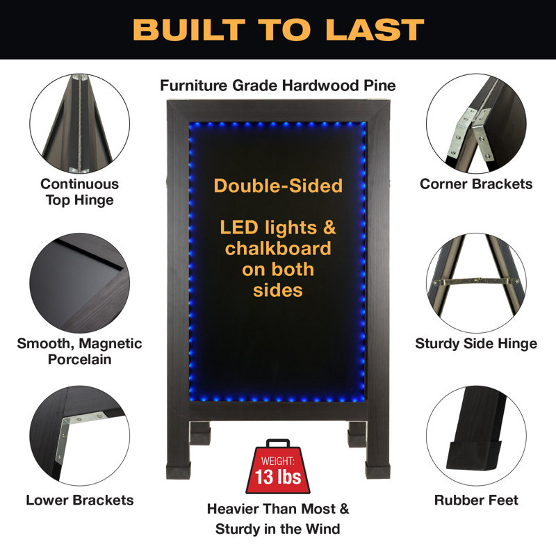 Freestanding Steel Magnetic Chalkboard, Black
