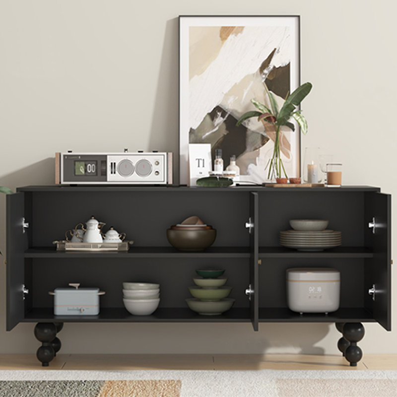 Pattern solid wood simple storage cabinet, Black