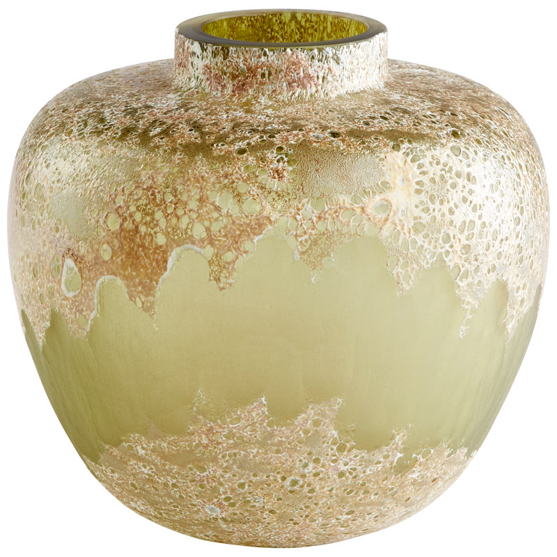 Green Handblown Glass Decorative Table Vase