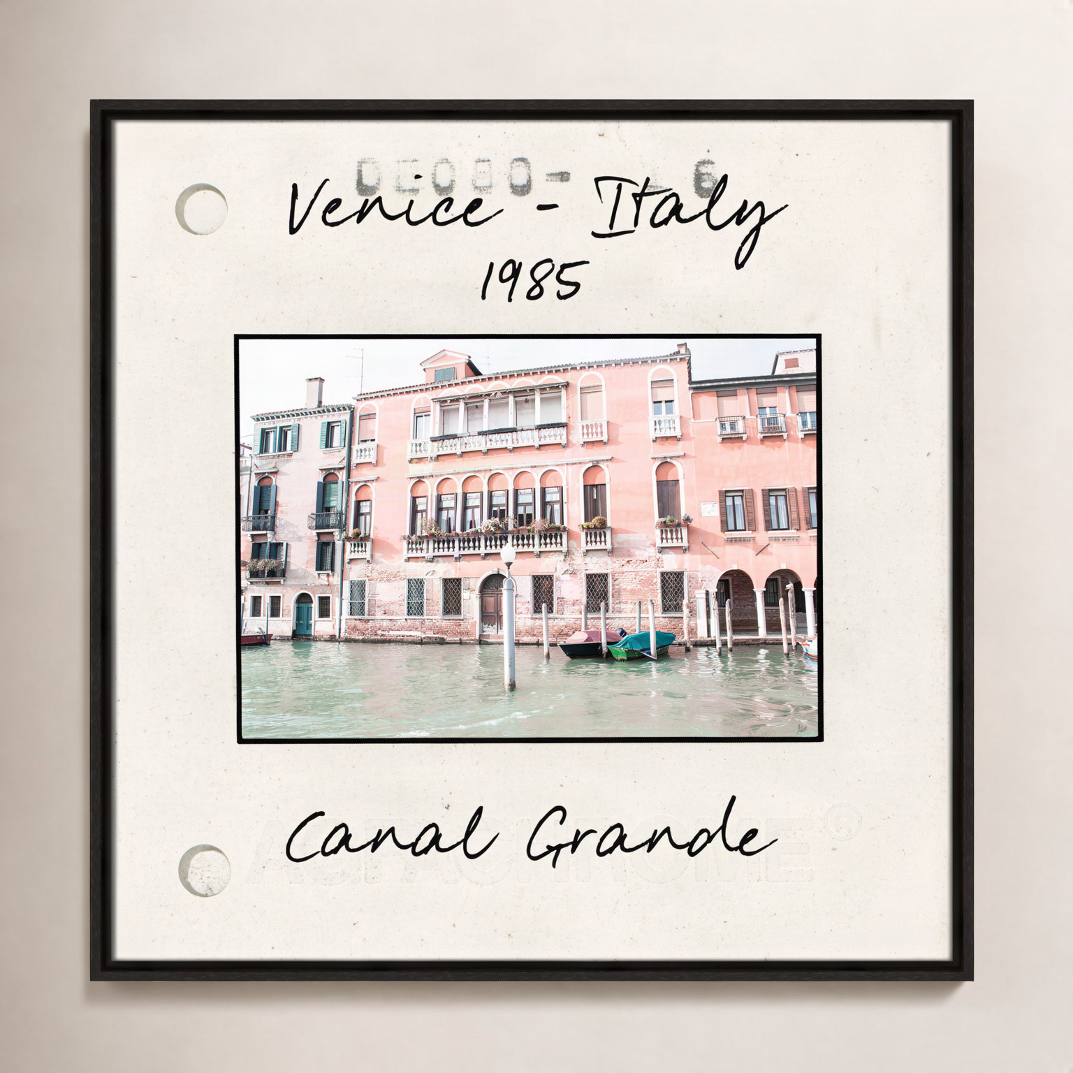 Travel Slide Collection "Venice, Italy - Grand Canal" Print, Espresso Floater Framed Canvas, 25.5" H x 25.5" W x 2" D
