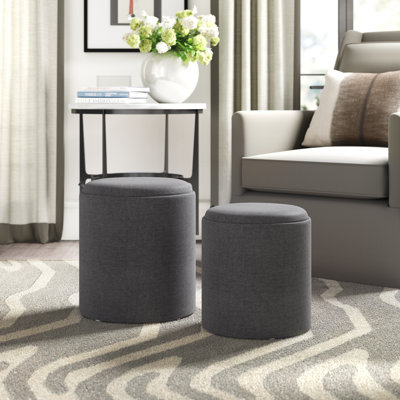 Alvena 15.5" Wide Round Storage Ottoman with Tray Tops
