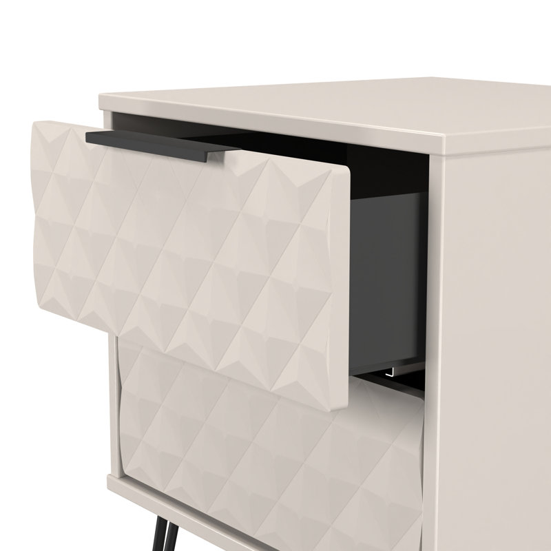 Harlequin 45cm W Manufactured Wood Bedside Table, Beige