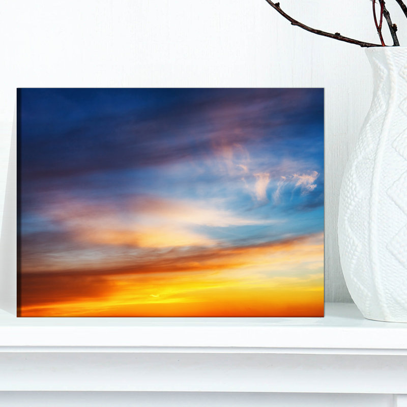 « coucher de soleil bleu ciel impressionnant », impression sur toile tendue, H 12 po x l 20 po