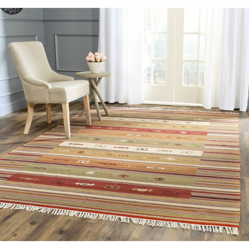 Bennett Southwestern Handwoven Flatweave Wool Burgundy Area Rug, Rectangle 6' x 9'