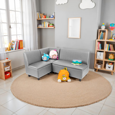 Ensemble de sièges modulaires en L 3 pièces Kid Comfort - gris