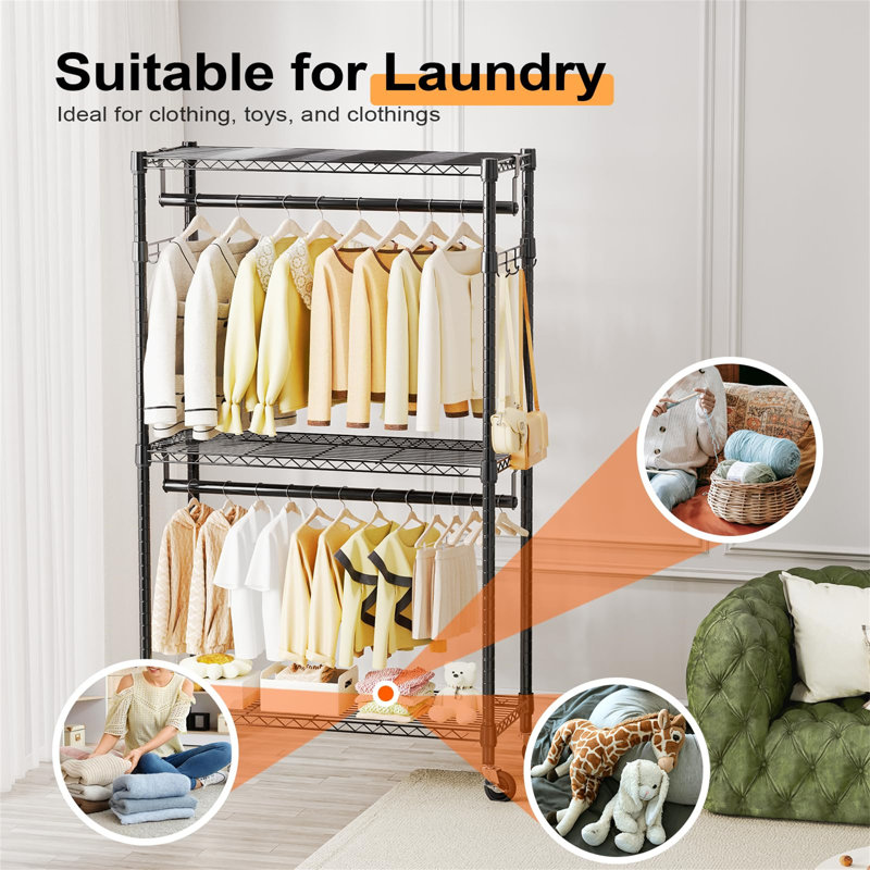 75cm Rolling Clothing Rack, Black
