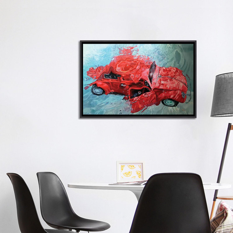 « Red Cox » par Marcello Petisci-impression, Pas de tapis, H 26 po x l 40 po x 1,5 po, Toile avec cadre noir patiné