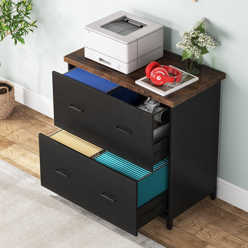 Helane 30.7'' Wide 2 -Drawer File Cabinet, Black/Brown