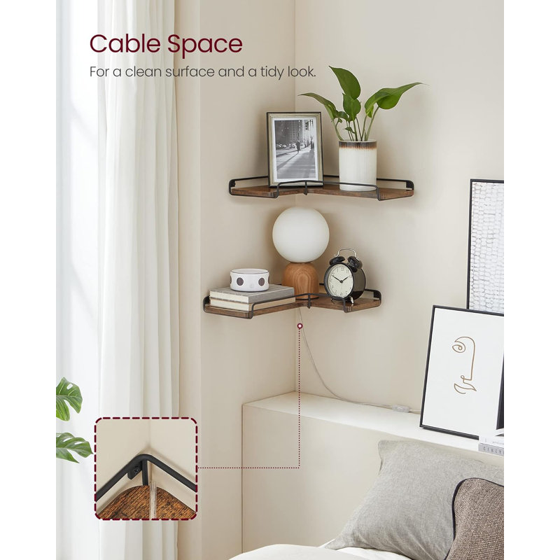 2 Piece Floating Shelf, Brown, 0.5'' H X 15.7'' W X 11.4'' D