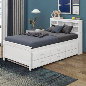 Nyliah Platform Bed with Storage Headboard, USB, Trundle and 3 Drawers