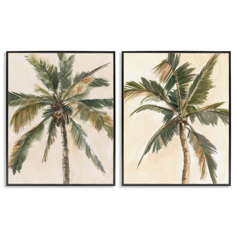 «Majestic Towering Palms», ensemble de 2 giclées encadrées par Ethan Harper, Giclée encadrée noir minuit, H 14 po x l 11 po