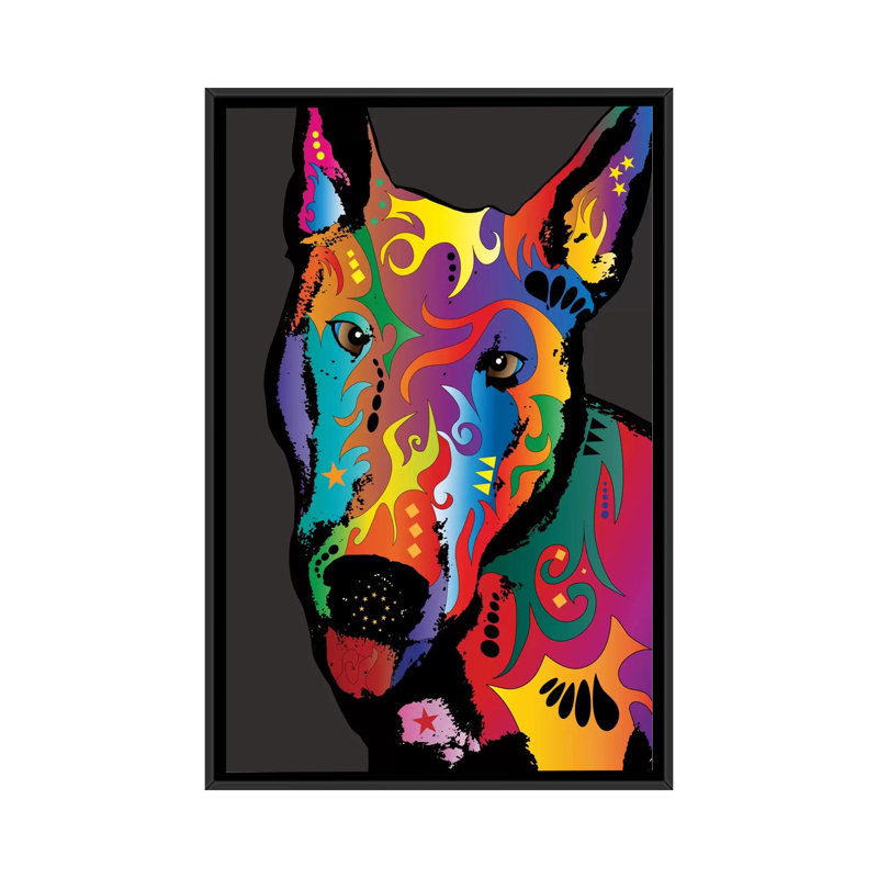 « arc-en-ciel », impression sur toile tendue terrier, H 26 po x l 18 po x P 1,5 po, Toile avec cadre noir, Pas de tapis