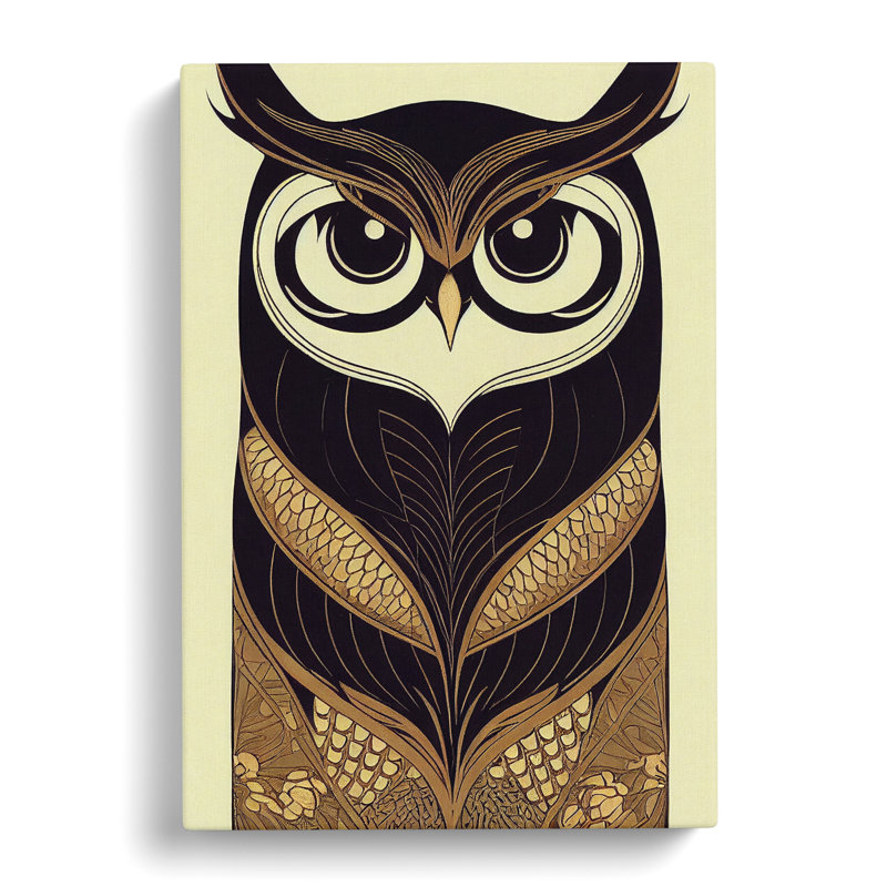Art Nouveau Owl No.1 - Wrapped Canvas, 50cm H x 35cm W x 3cm D