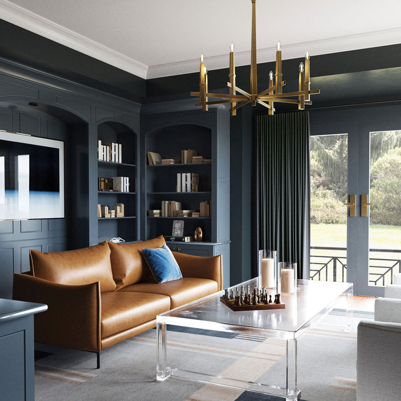 Dimmable Modern Linear Chandelier, 33.5" H x 39" W