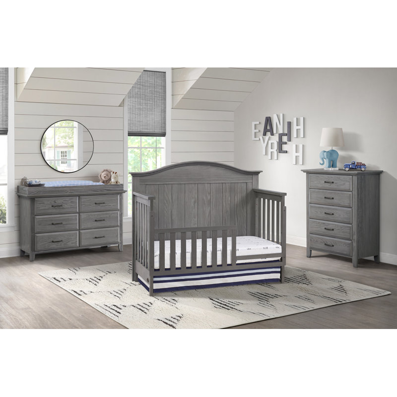 Graphite Gray Solid Wood 4-in-1 Convertible Crib