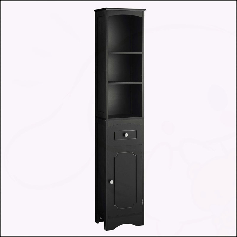 Armoire de salle de bain autoportante polyvalente avec plusieurs options de rangement, Noir
