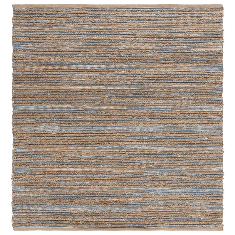 Doleman Hand Woven Jute/Cotton Rug in Blue, Square 6'