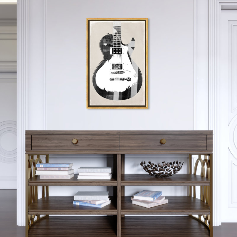 Guitare - impression, Encadrement doré, H 24 po x l 16 po