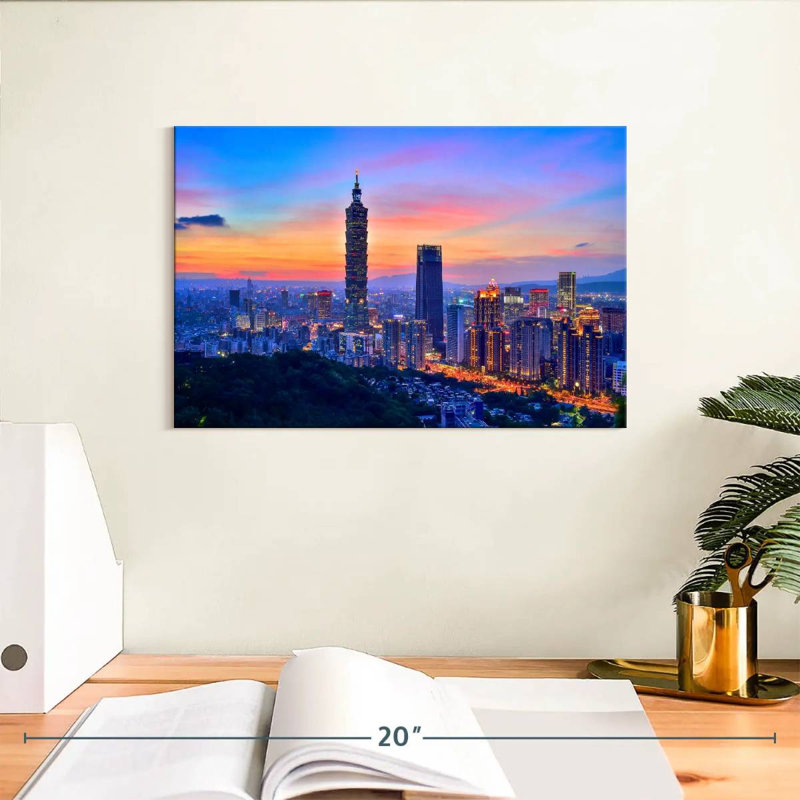 Coucher de soleil de Sireci sur Taipei, H 8 po x l 12 po