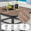 Table de bar d'extérieur carrée à hauteur carrée avec plateau en faux bois, brun