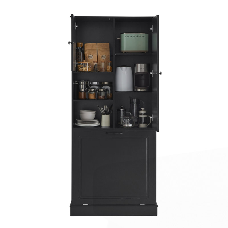 Tall Storage Cabinet with Adjustable Shelves, Black