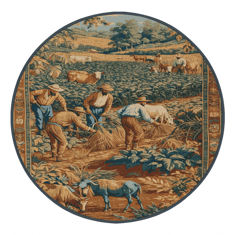 Tapis brun turc lavable à la machine, Rond 3 pi