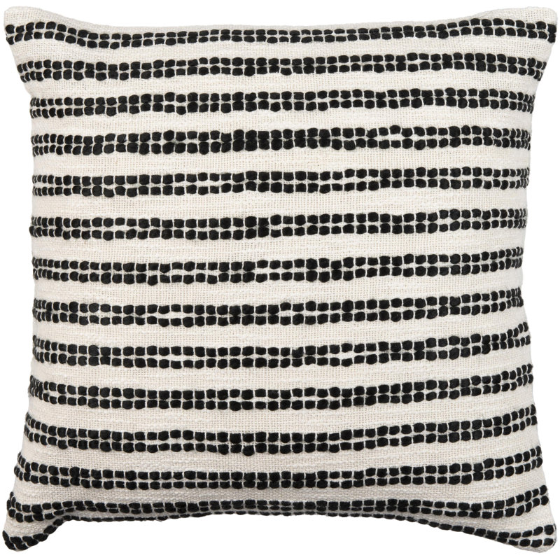 Amora Cotton Blend Pillow, White/Black, 13" x 20", Polyester
