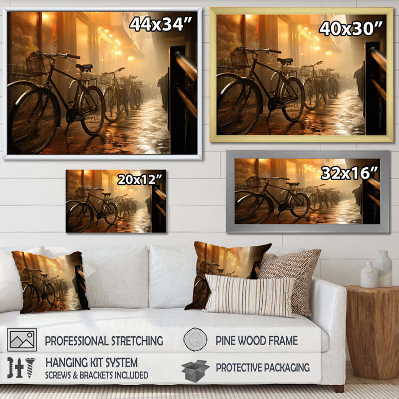 «Bicycle Atmospher Rides An II», reproduction sur toile, H 24 po x l 32 po x P 1 po, Cadre flottant noir