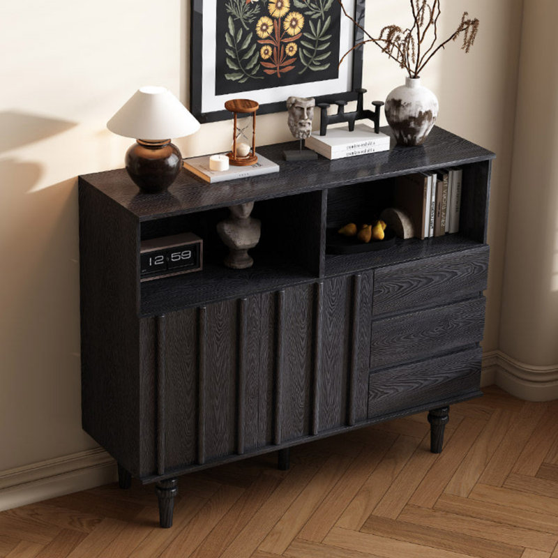Buffet noir de haute qualité, H 39,37 po x l 59,06 po x P 15,75 po